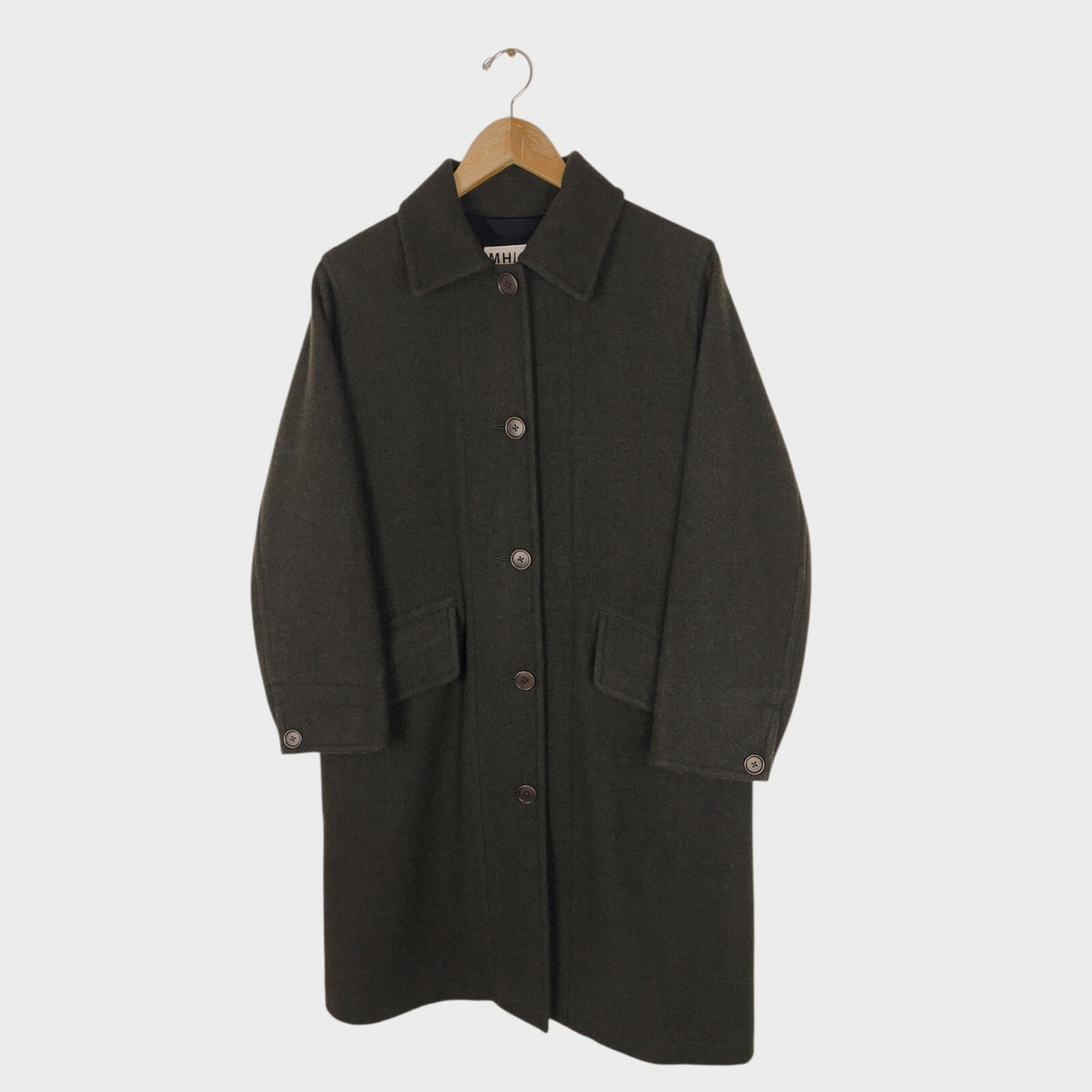 MHL MARGARET HOWELL Women's Dark Green 100% Wool Coat