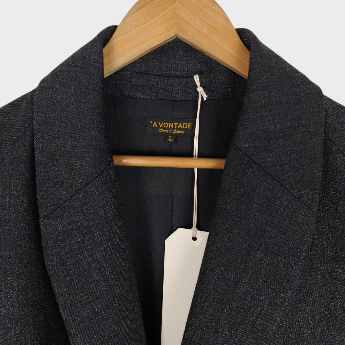 A VONTADE Men's Made in Japan Dark Grey Wool Robe Kimono Coat