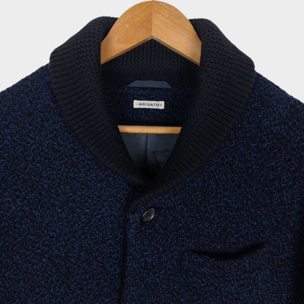 BLUE BLUE JAPAN Men's Made in Japan Indigo Blue/Black 100% Wool Weave Coat