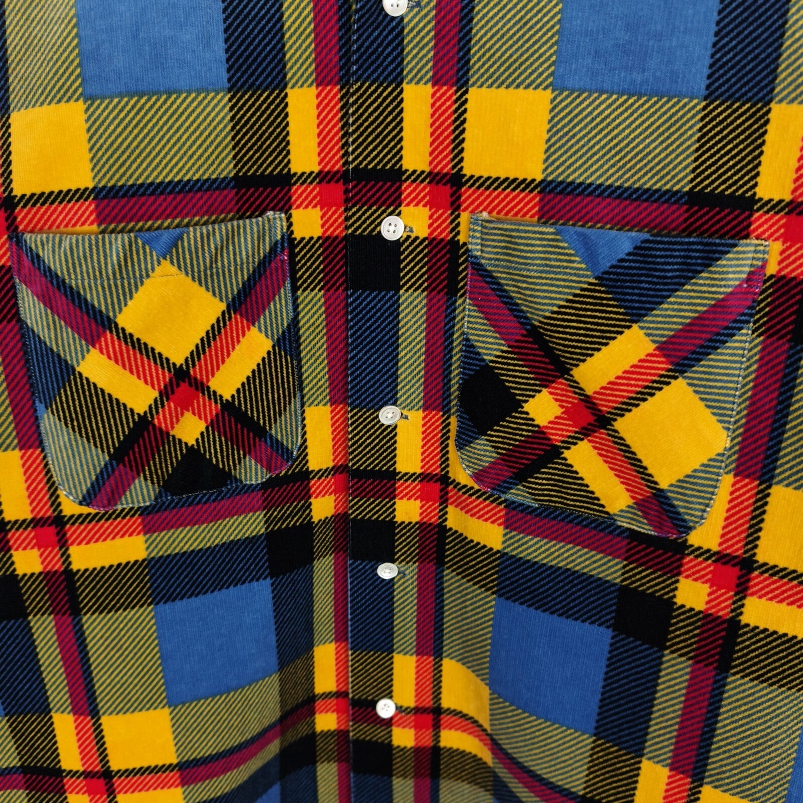 BEAMS PLUS Men's Made in Japan Multicoloured Check Corduroy Overshirt