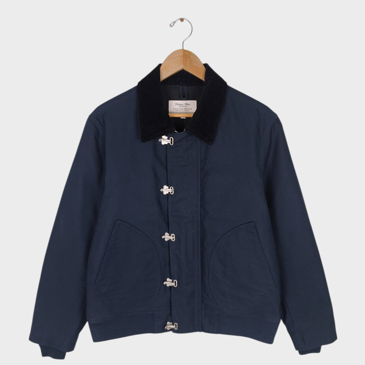 UNIFORM BRIDGE Men's Navy Blue Fireman Clasp Deck Jacket