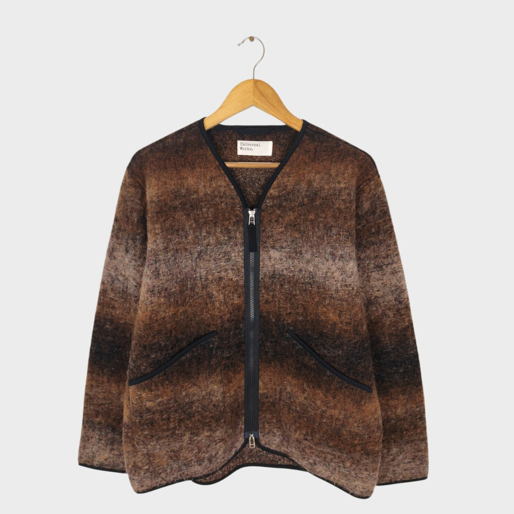 UNIVERSAL WORKS Men's Brown Ombre Wool Fleece Zip Liner Jacket