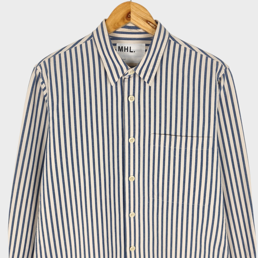 MHL MARGARET HOWELL Men's Striped Cotton/Linen Shirt