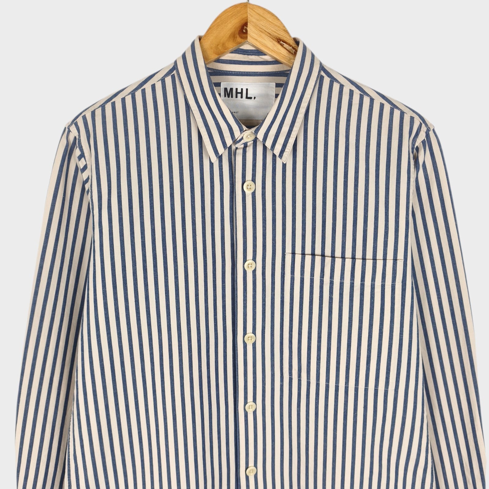 MHL MARGARET HOWELL Men's Striped Cotton/Linen Shirt