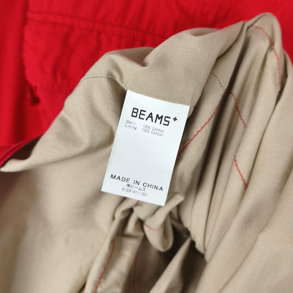 BEAMS PLUS Men's Red Sports Euro Anorak Parka Smock Jacket