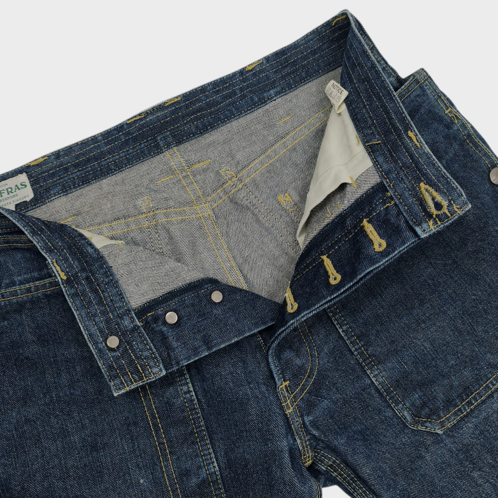 SASSAFRAS Men's Made in Japan Fall Leaf Denim Cargo Shorts