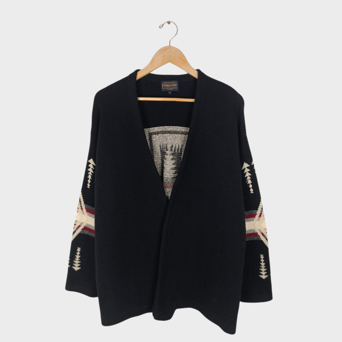 PENDLETON Men's Navajo Jacquard Wool Blend Open Cardigan