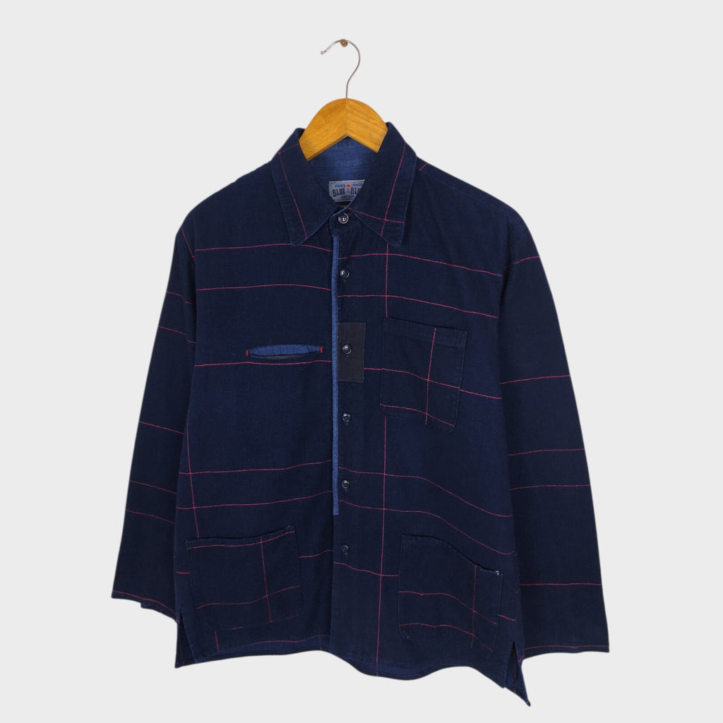 BLUE BLUE JAPAN Men's Made in Japan Navy Blue Brushed Flannel Shirt