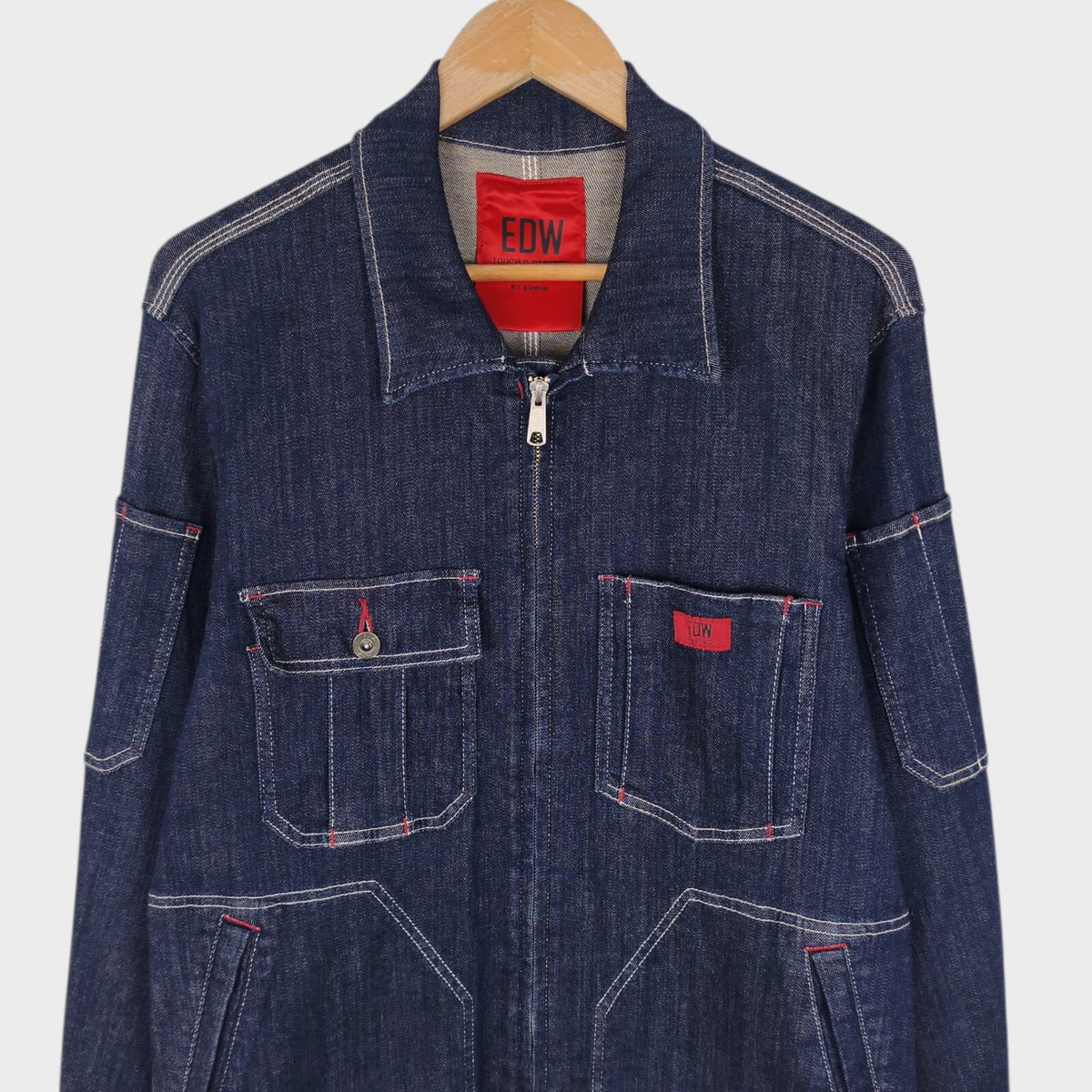 EDWIN Japan Men's Blue Denim Stretch Denim Utility Jacket