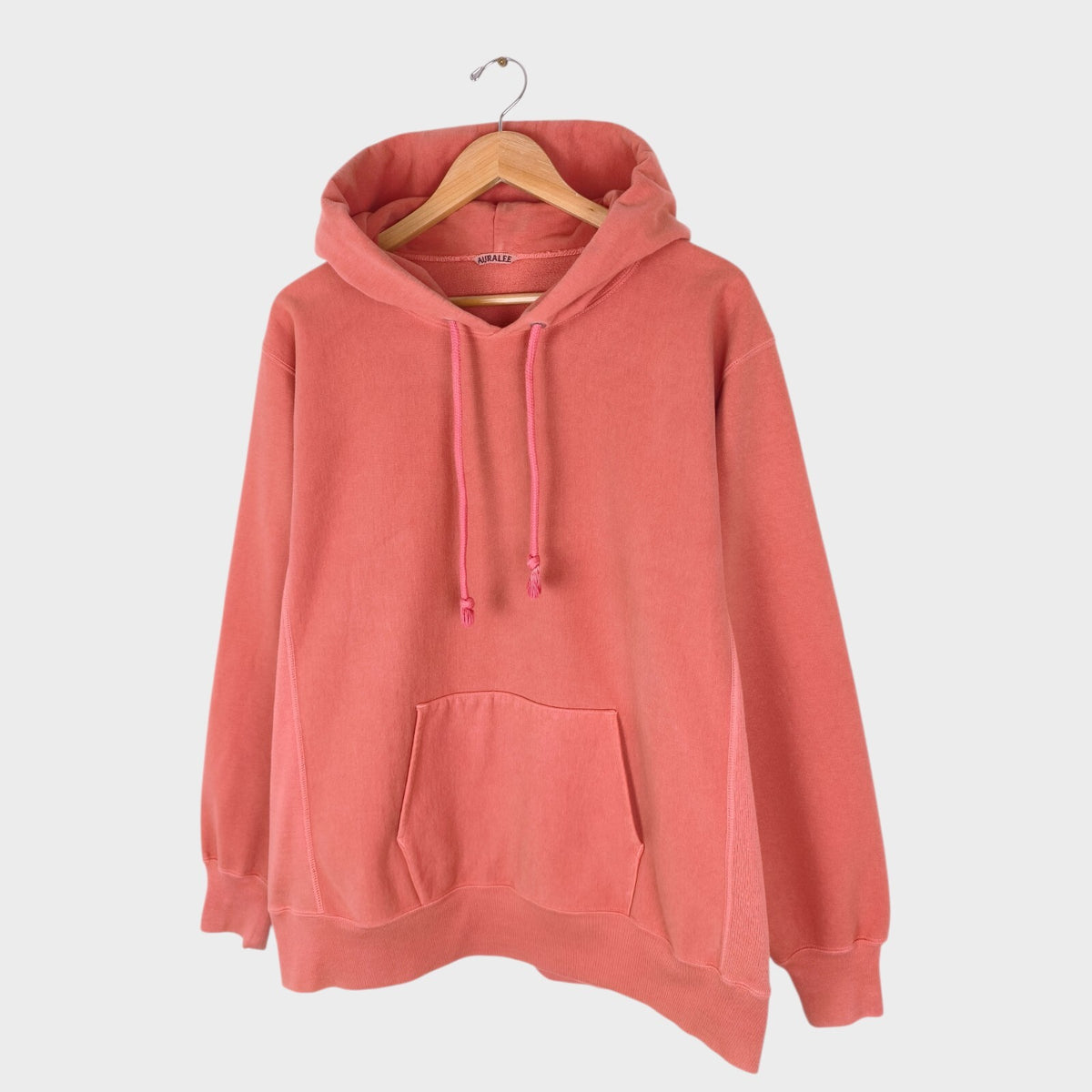 AURALEE Men's Made in Japan Salmon Pink Heavyweight Cotton Blend Hoodie