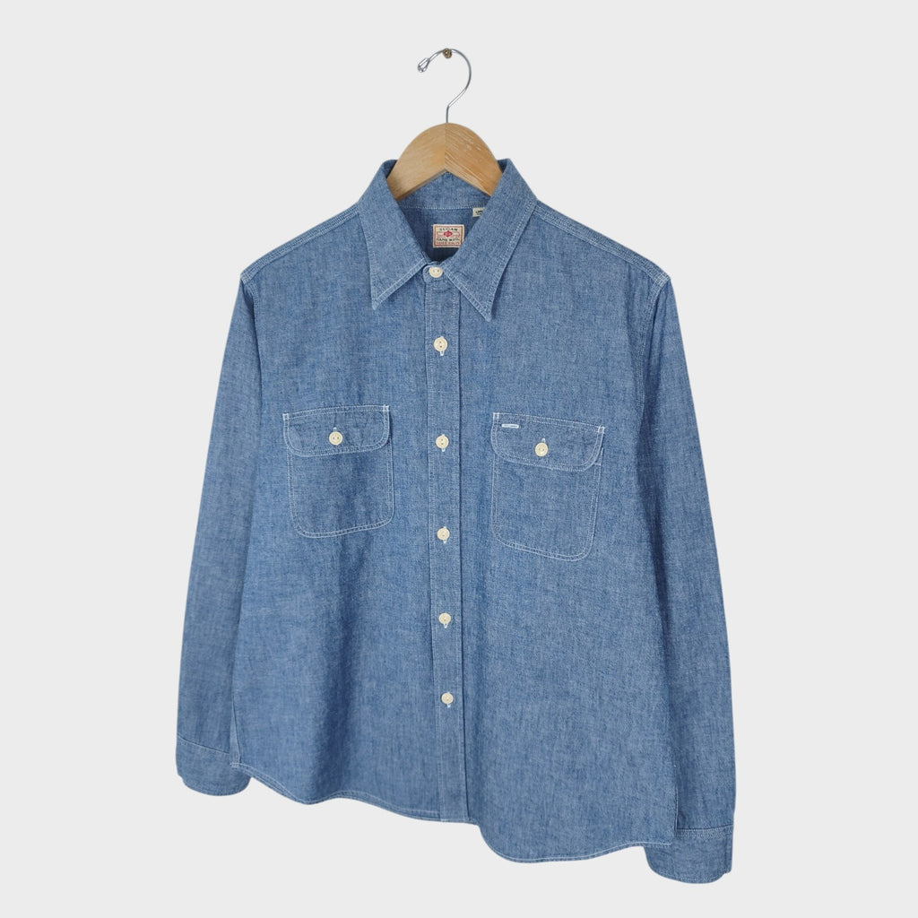 SUGAR CANE Men's Made in Japan Blue Chambray Work Shirt