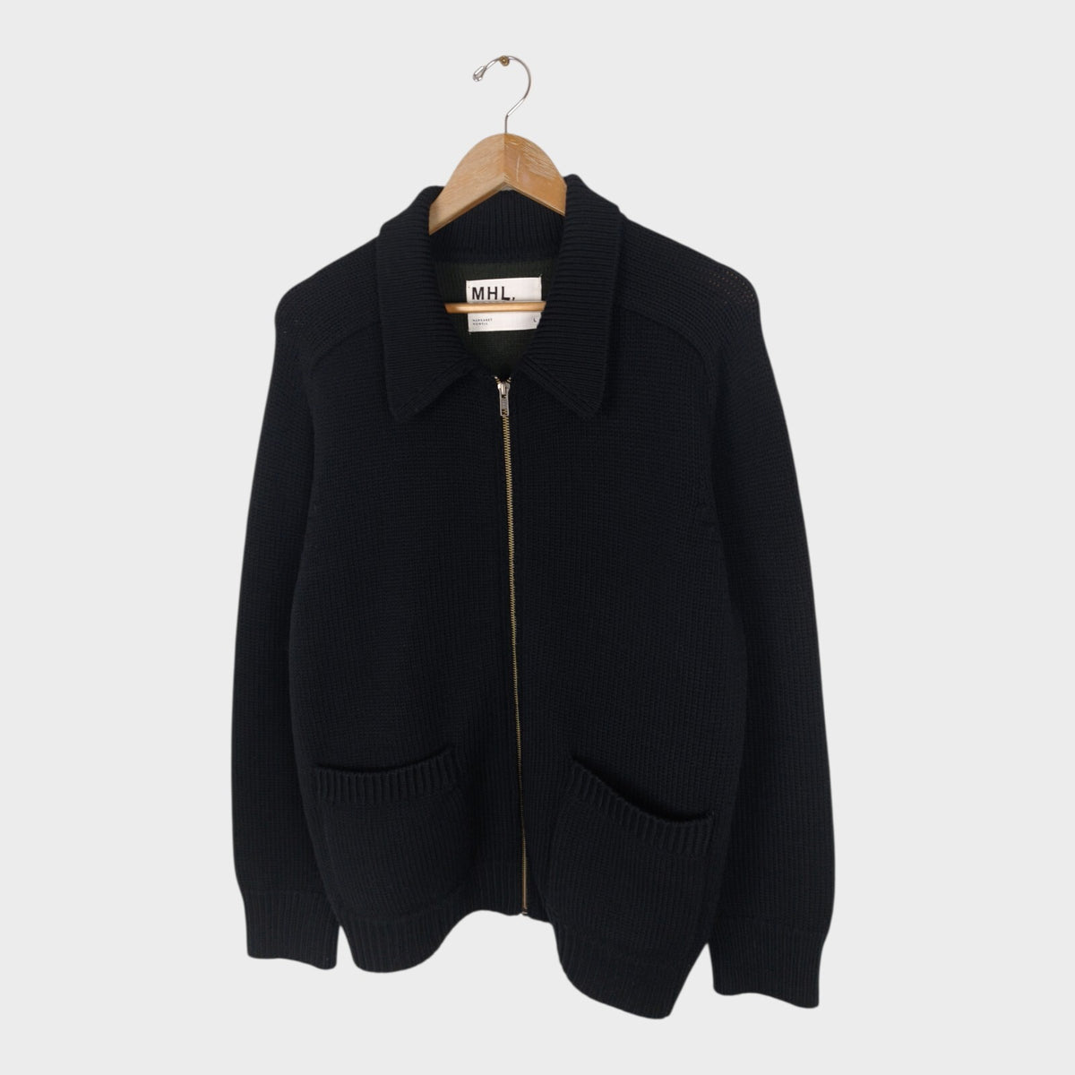 MHL MARGARET HOWELL Men's Black 100% Wool Heavyweight Cardigan Jacket