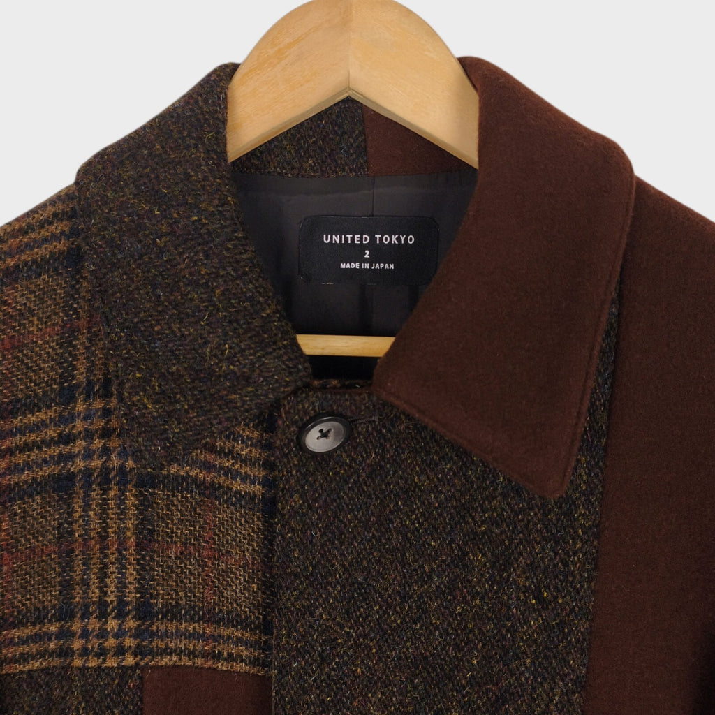 UNITED TOKYO Men's Made in Japan Wool Blend Patchwork Coat