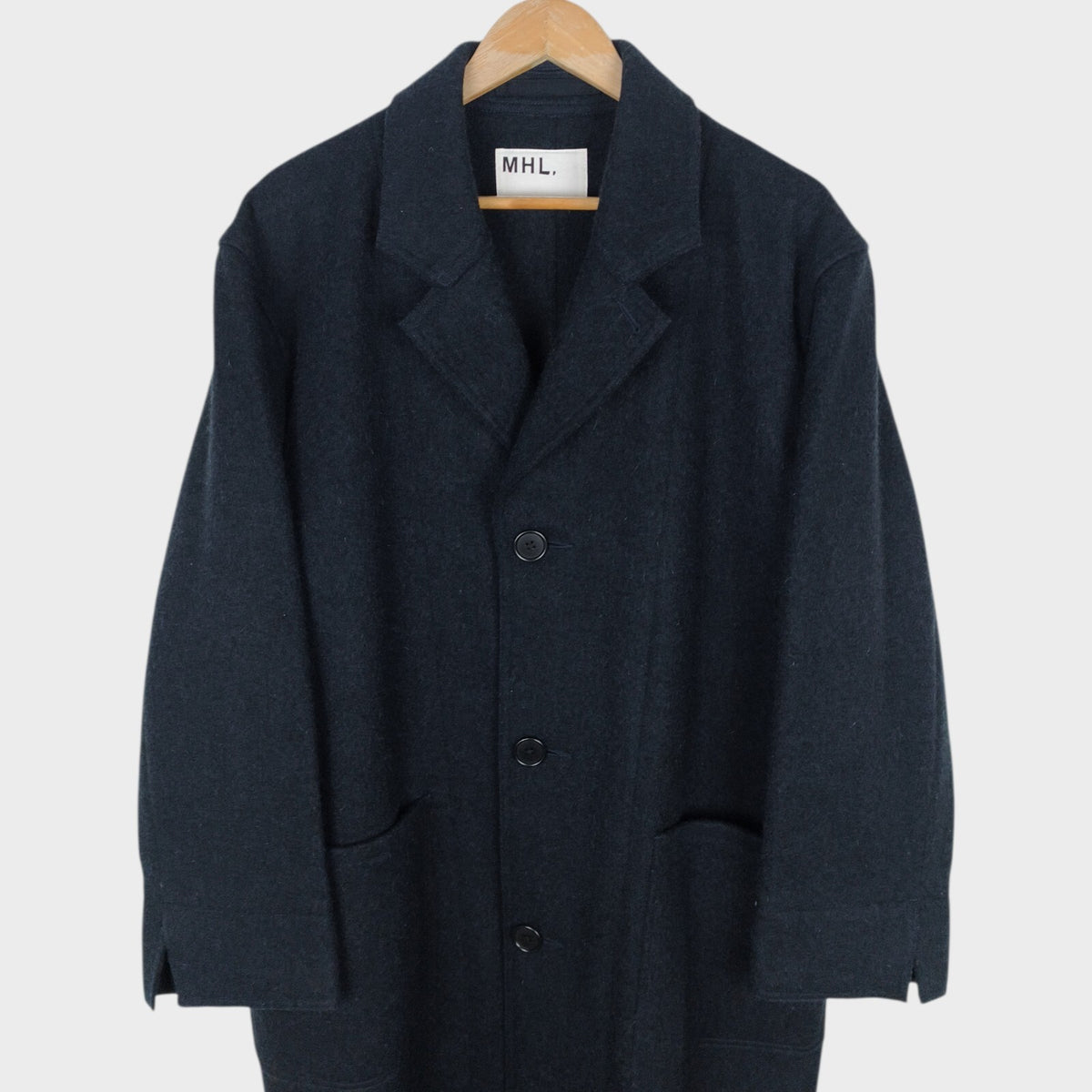 MHL MARGARET HOWELL Men's Dark Navy Heavyweight 100% Wool Coat
