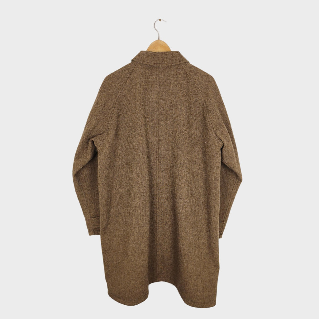BEAMS PLUS Men's Brown Heavyweight 100% Wool Reversible Balmacaan Coat
