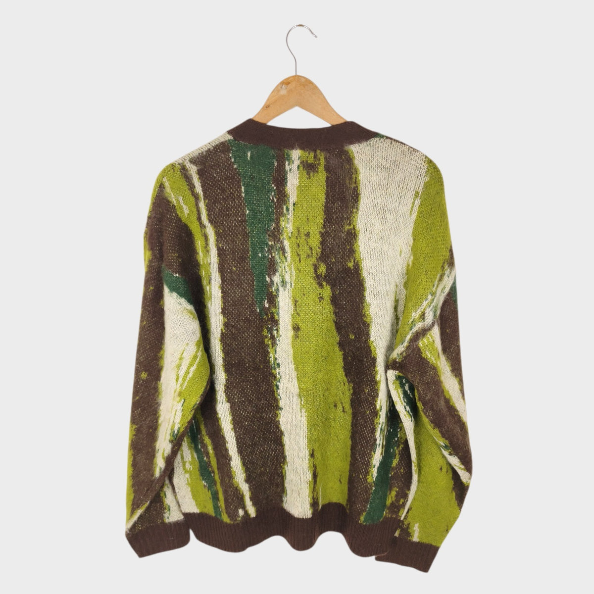 BEAMS HEART Men's Marble Jacquard Shaggy Grunge Cardigan
