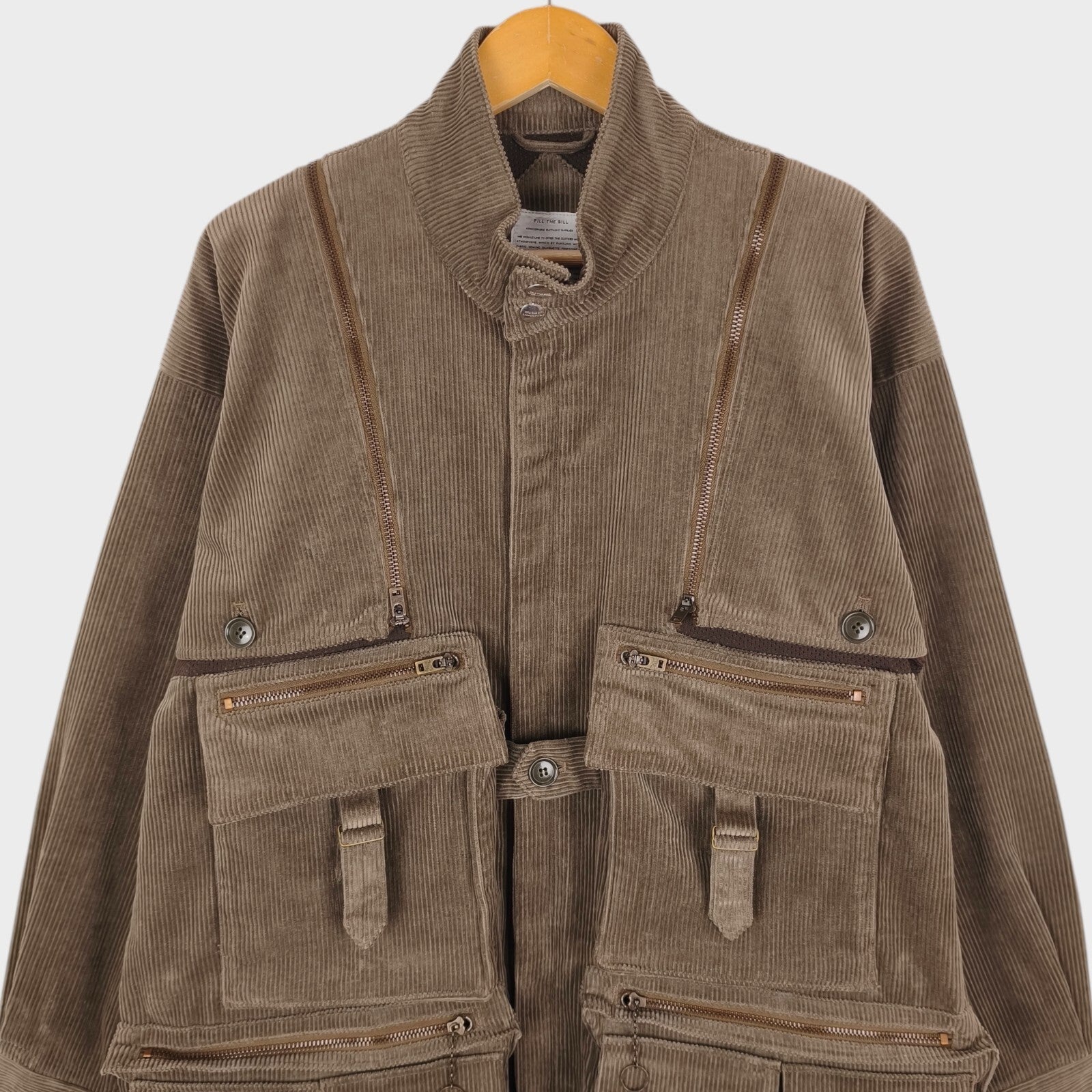 FILL THE BILL Men's Made in Japan Brown Corduroy Utility Modular Jacket