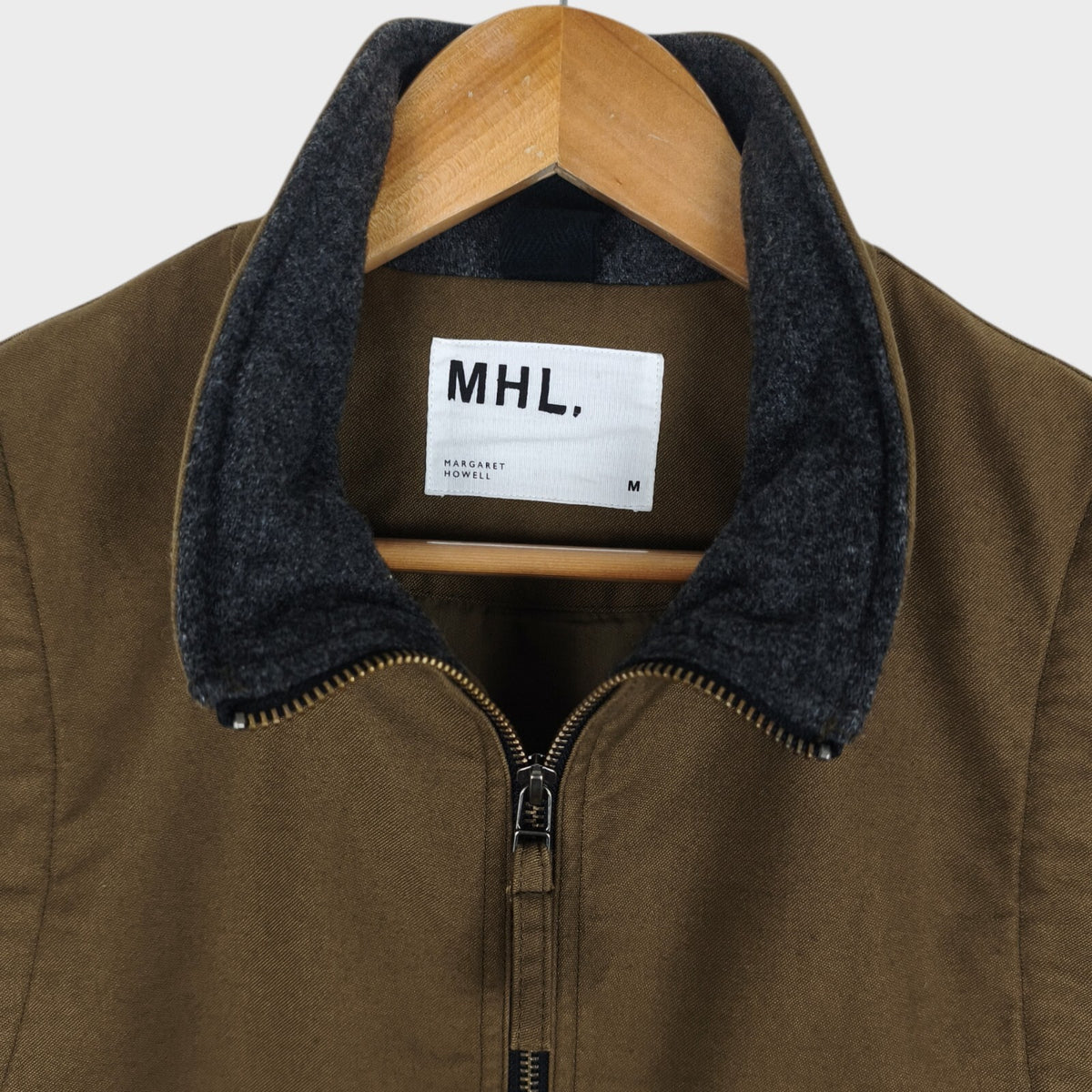 MHL MARGARET HOWELL Men's Khaki Green Moleskin Padded Zip Vest