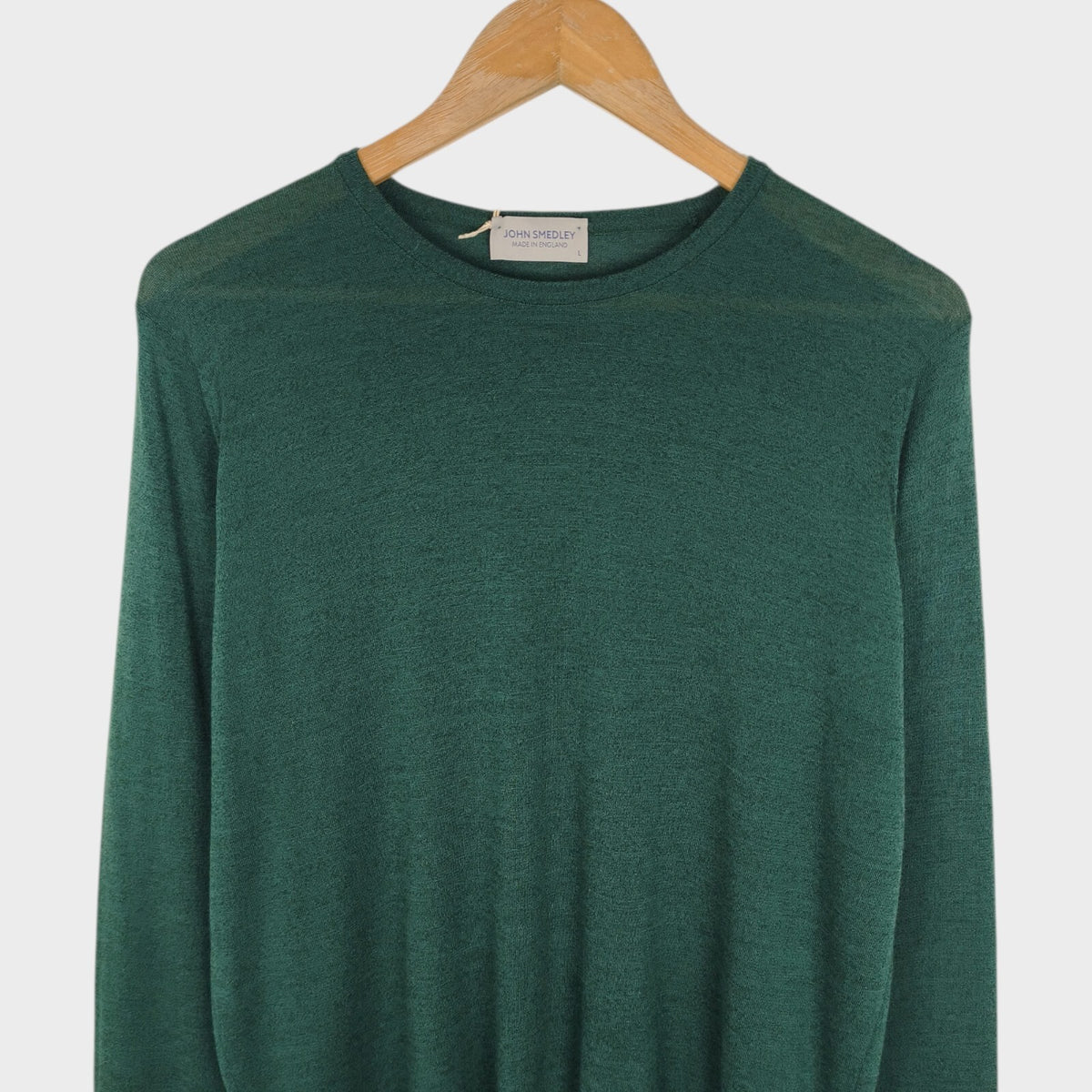 JOHN SMEDLEY Men's Bottle Green Cotton/Wool Clundy Jumper