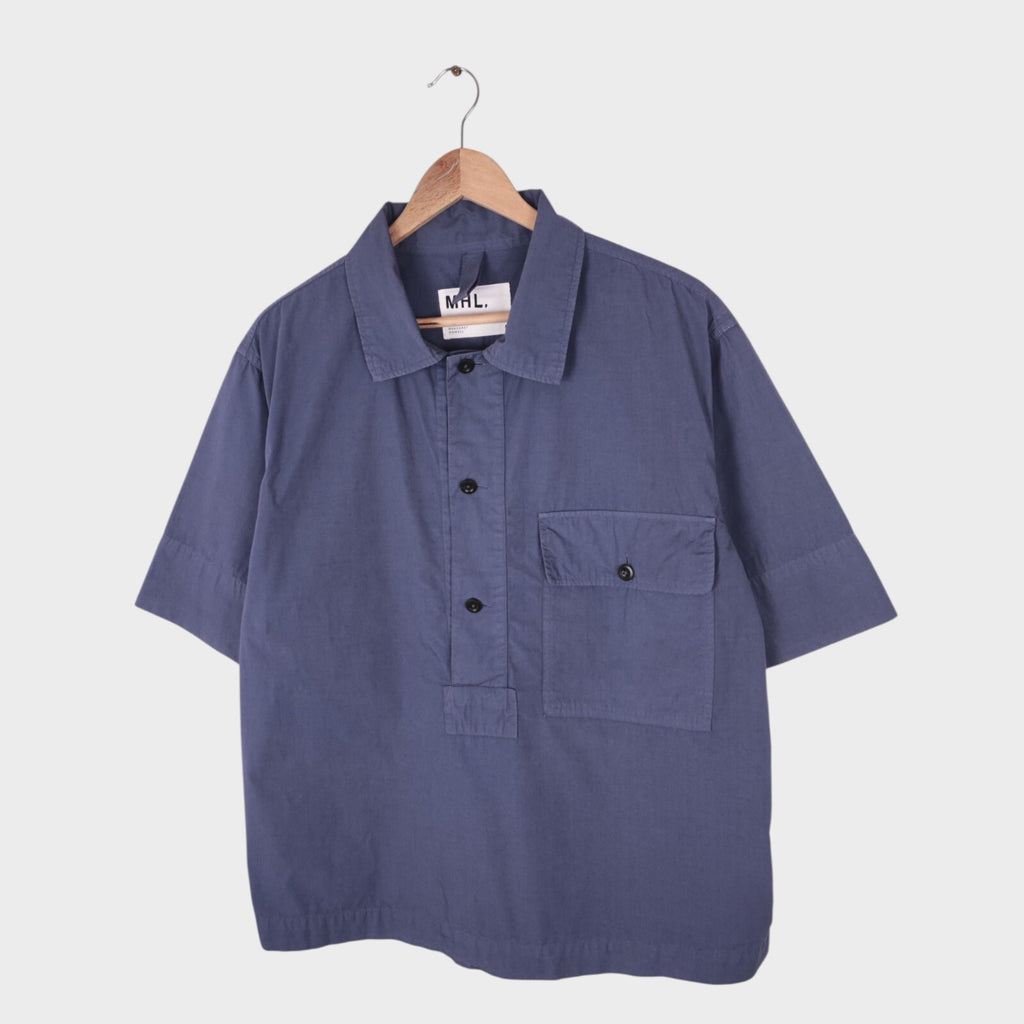 MHL MARGARET HOWELL Men's Blue Cotton Boxy Fit Pullover Shirt