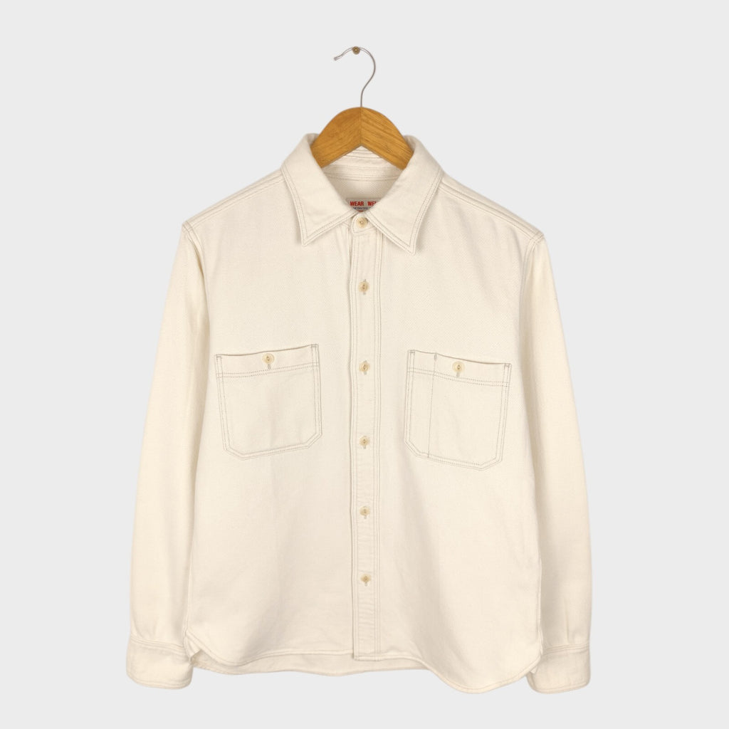 UES Men's Made in Japan Cream Cotton Utility Work Shirt