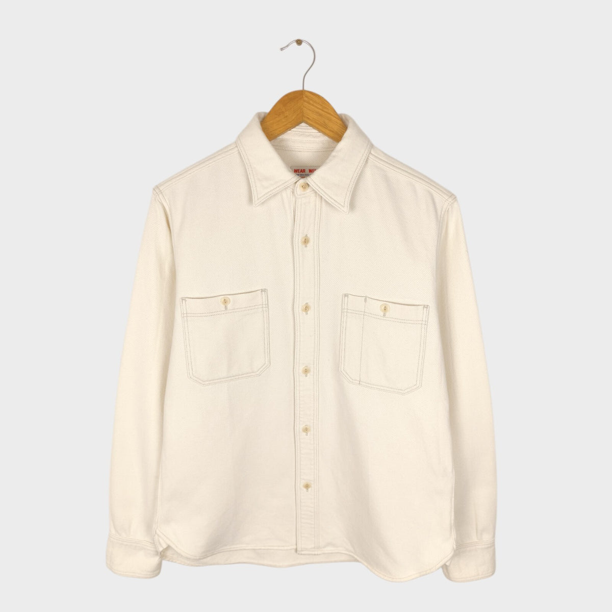 UES Men's Made in Japan Cream Cotton Utility Work Shirt