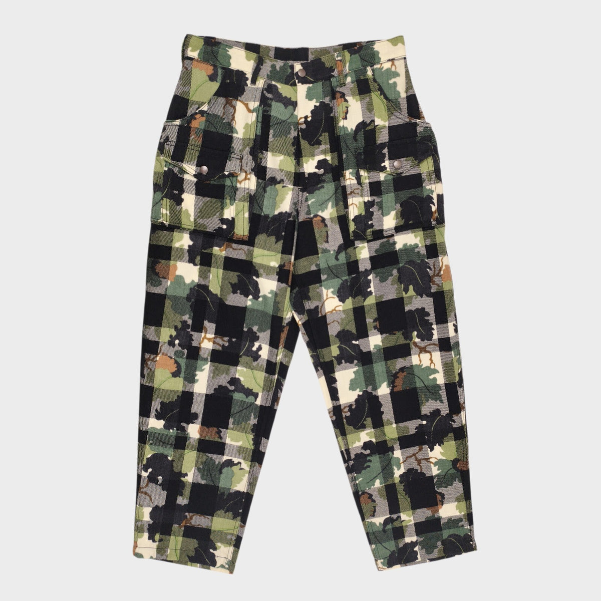 BEAMS PLUS Men's 100% Wool Check Camouflage Bush Cargo Trousers