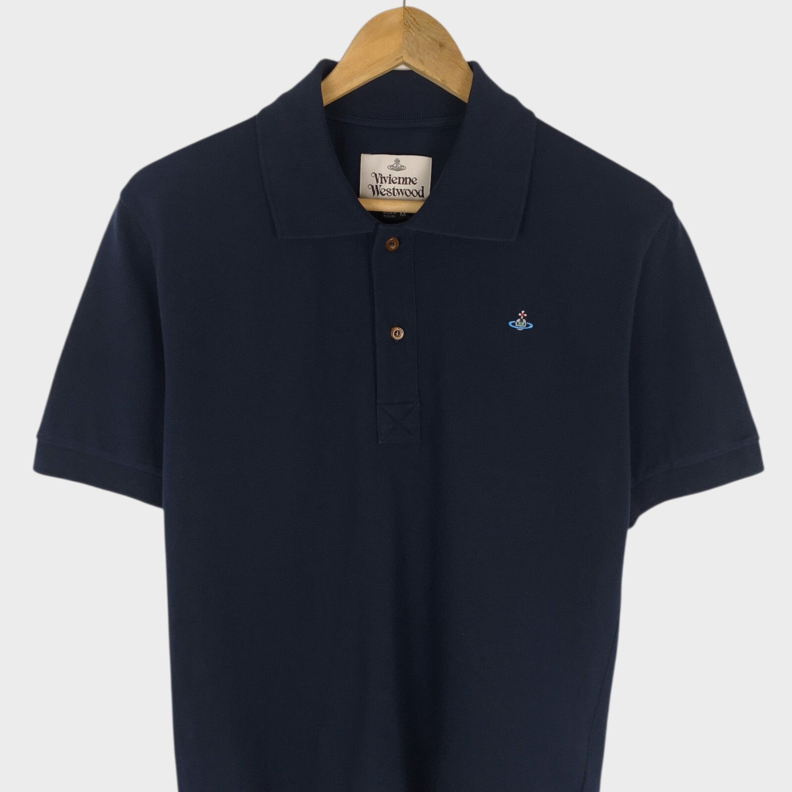 VIVIENNE WESTWOOD Men's Navy Blue Embroidered Orb Logo Polo Shirt
