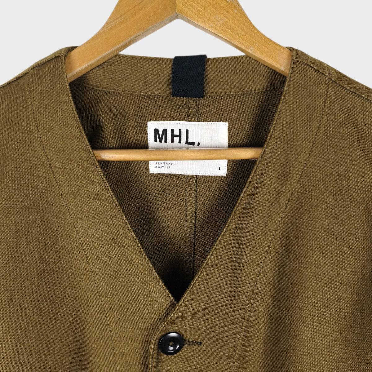 MHL MARGARET HOWELL Men's Khaki V-Neck Cotton Moleskin Jacket