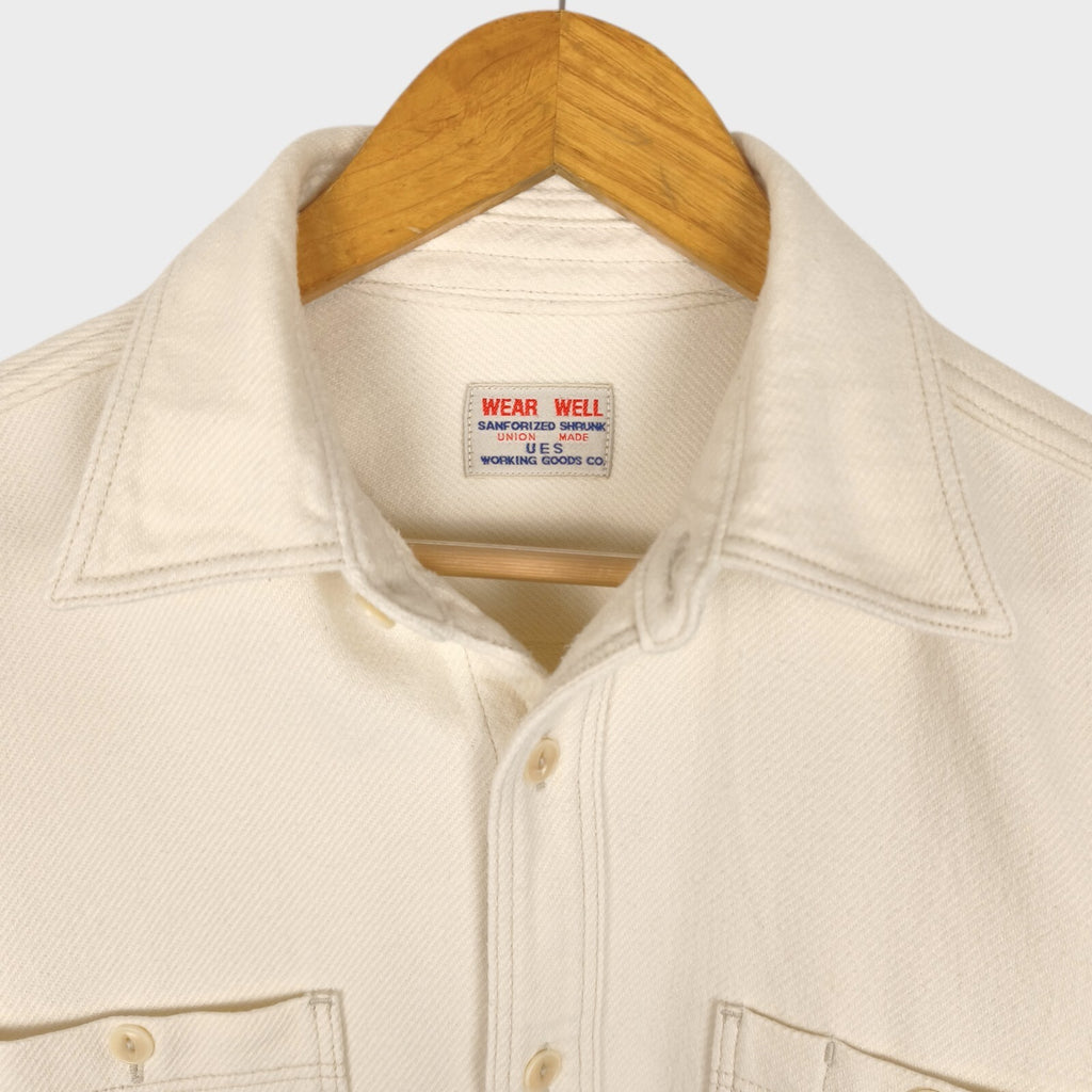 UES Men's Made in Japan Cream Cotton Utility Work Shirt