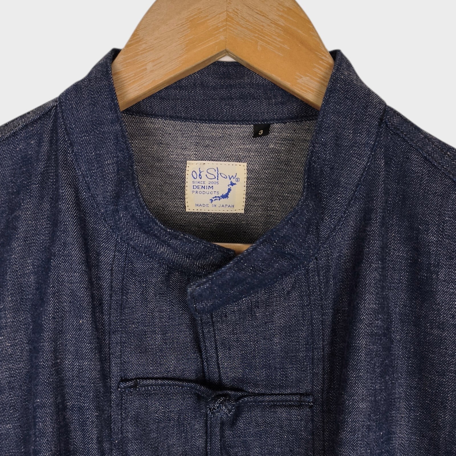 ORSLOW Men's Made in Japan Blue Denim Chinese Kung Fu Jacket