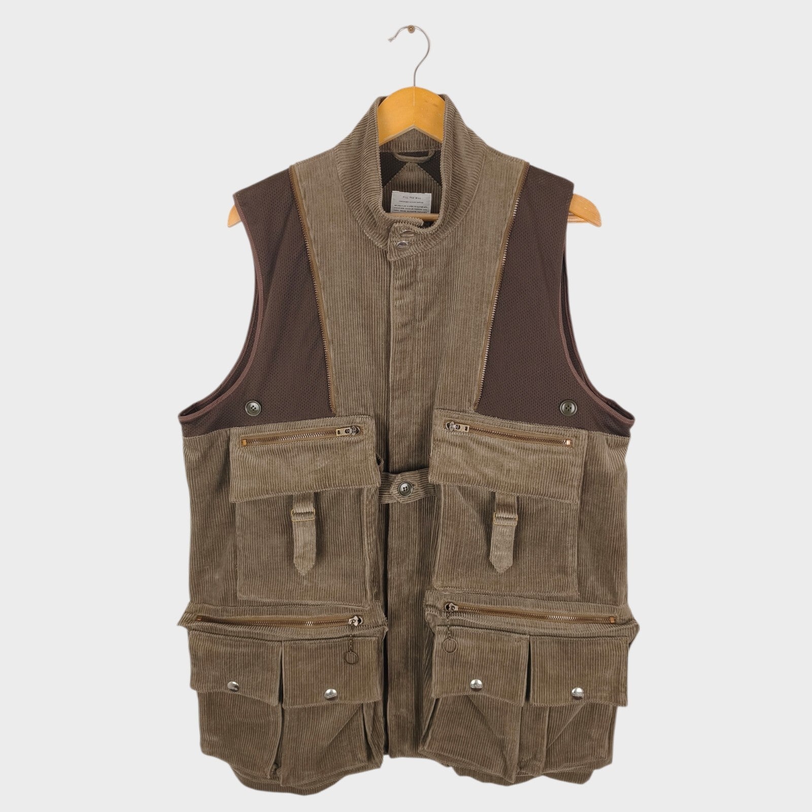 FILL THE BILL Men's Made in Japan Brown Corduroy Utility Modular Jacket