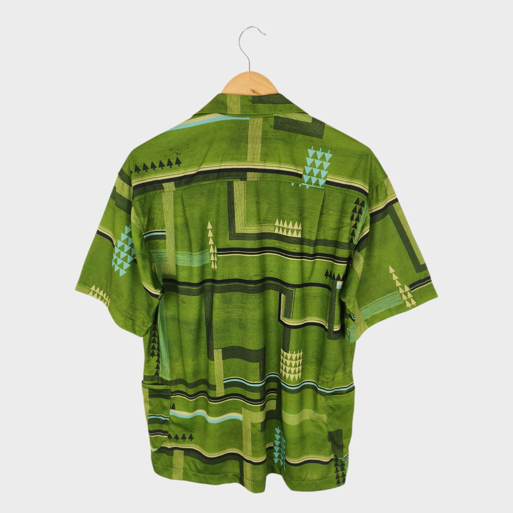 NORBIT BY HIROSHI NOZAWA Men's Green All-Over Print Aloha Shirt
