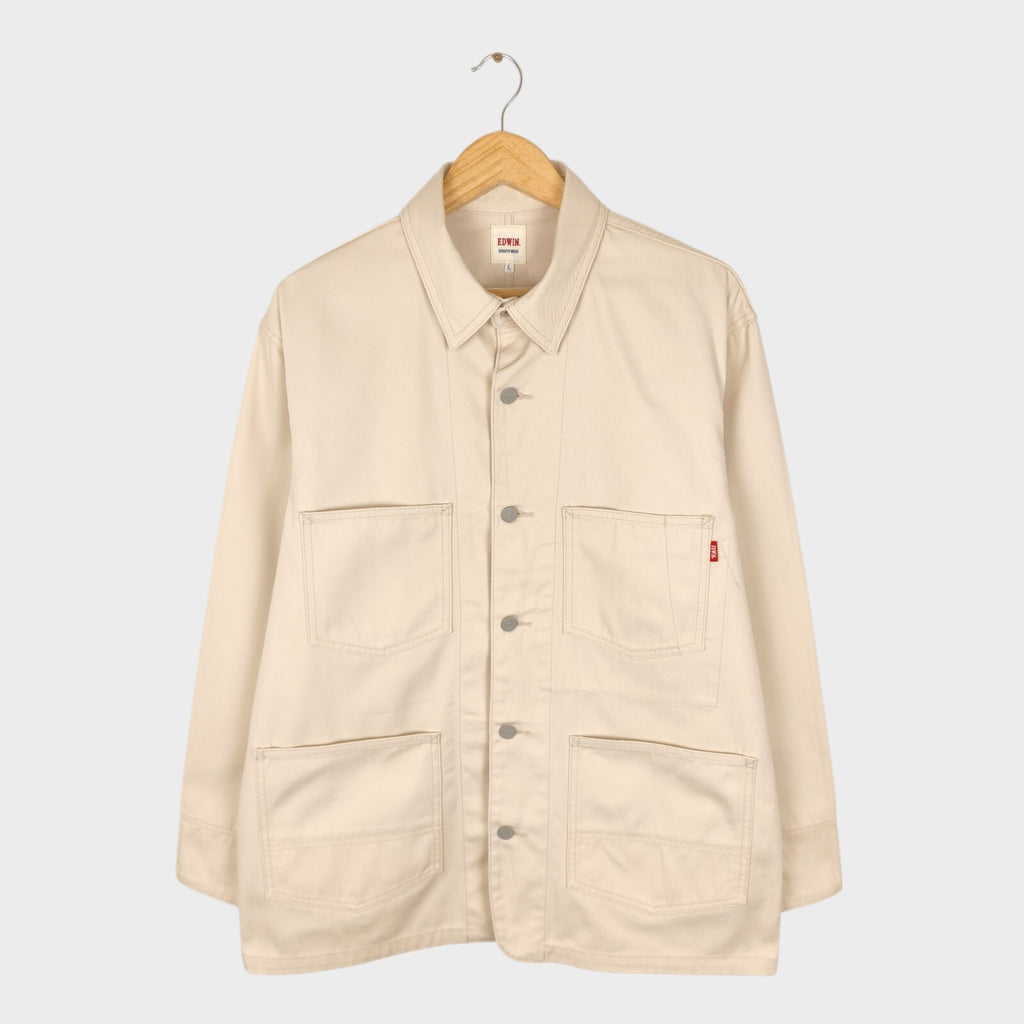 EDWIN Japan Men's Ecru Cotton Twill Chore Jacket