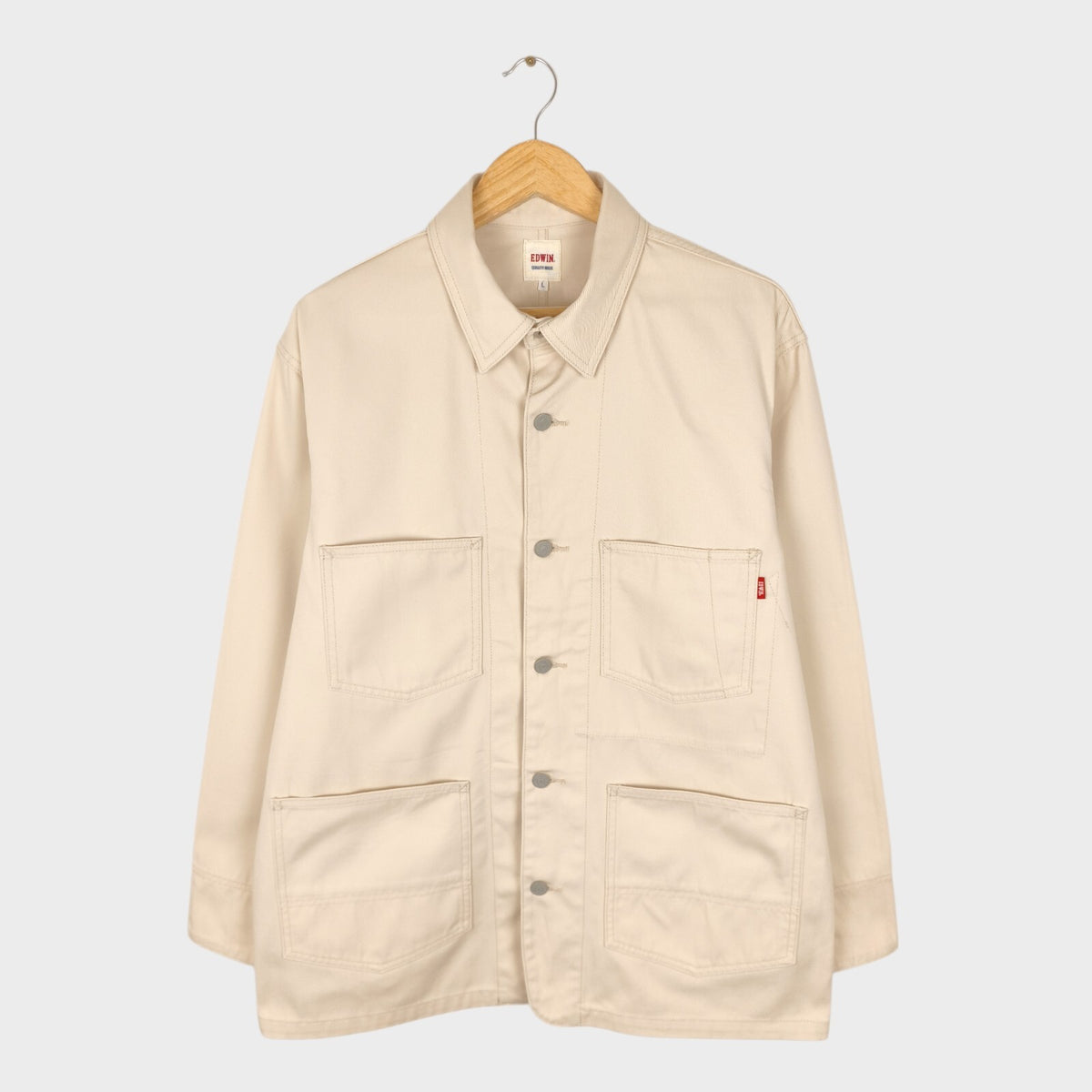 EDWIN Japan Men's Ecru Cotton Twill Chore Jacket