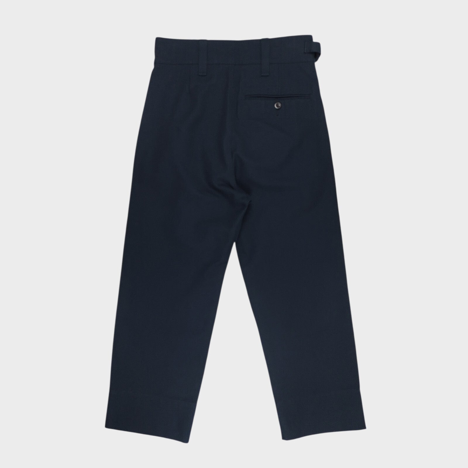 MHL MARGARET HOWELL Men's Navy Blue 60/40 Cotton Wool Blend Pleated High Waist Trousers