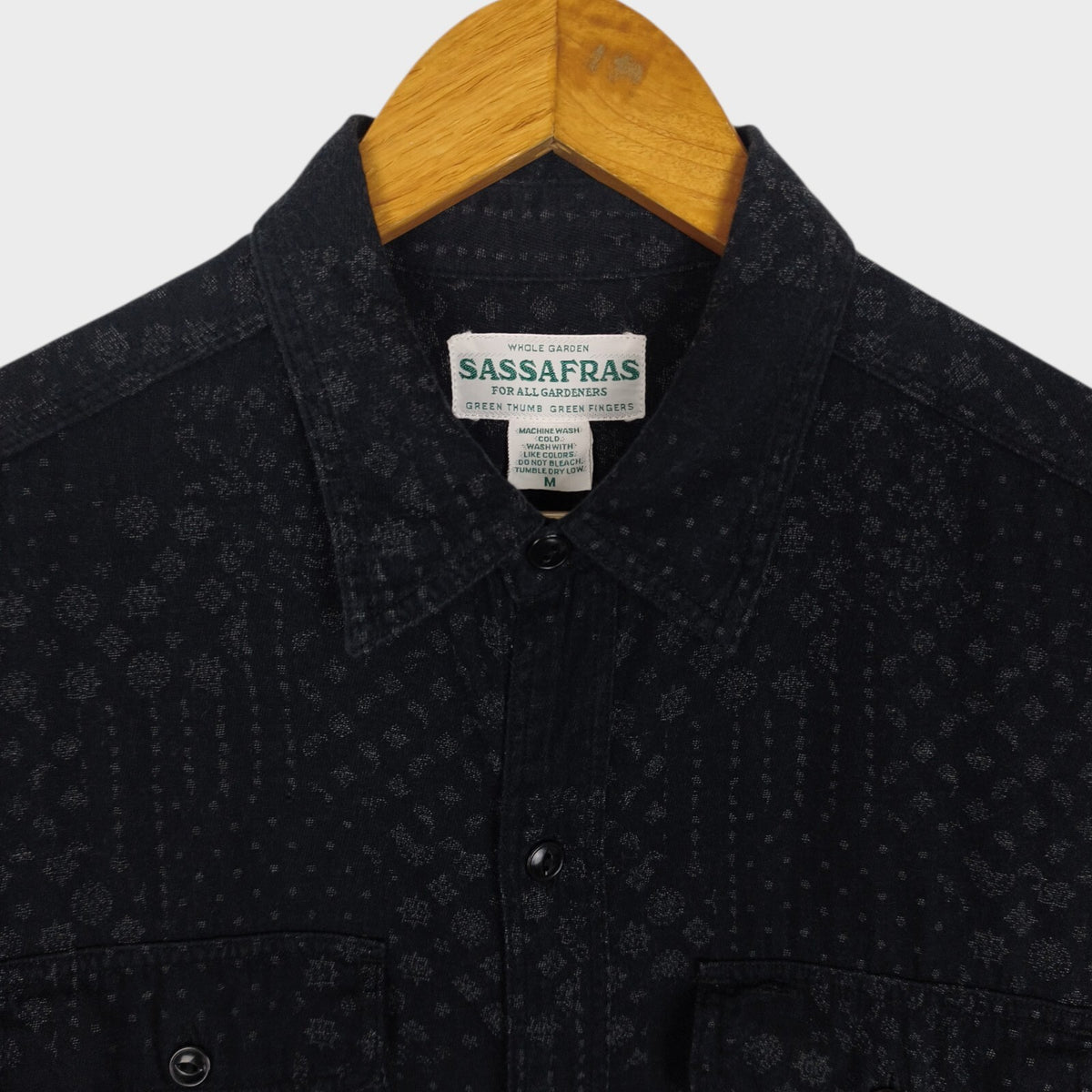 SASSAFRAS Men's Made in Japan Black Bandana Print Flannel Overshirt