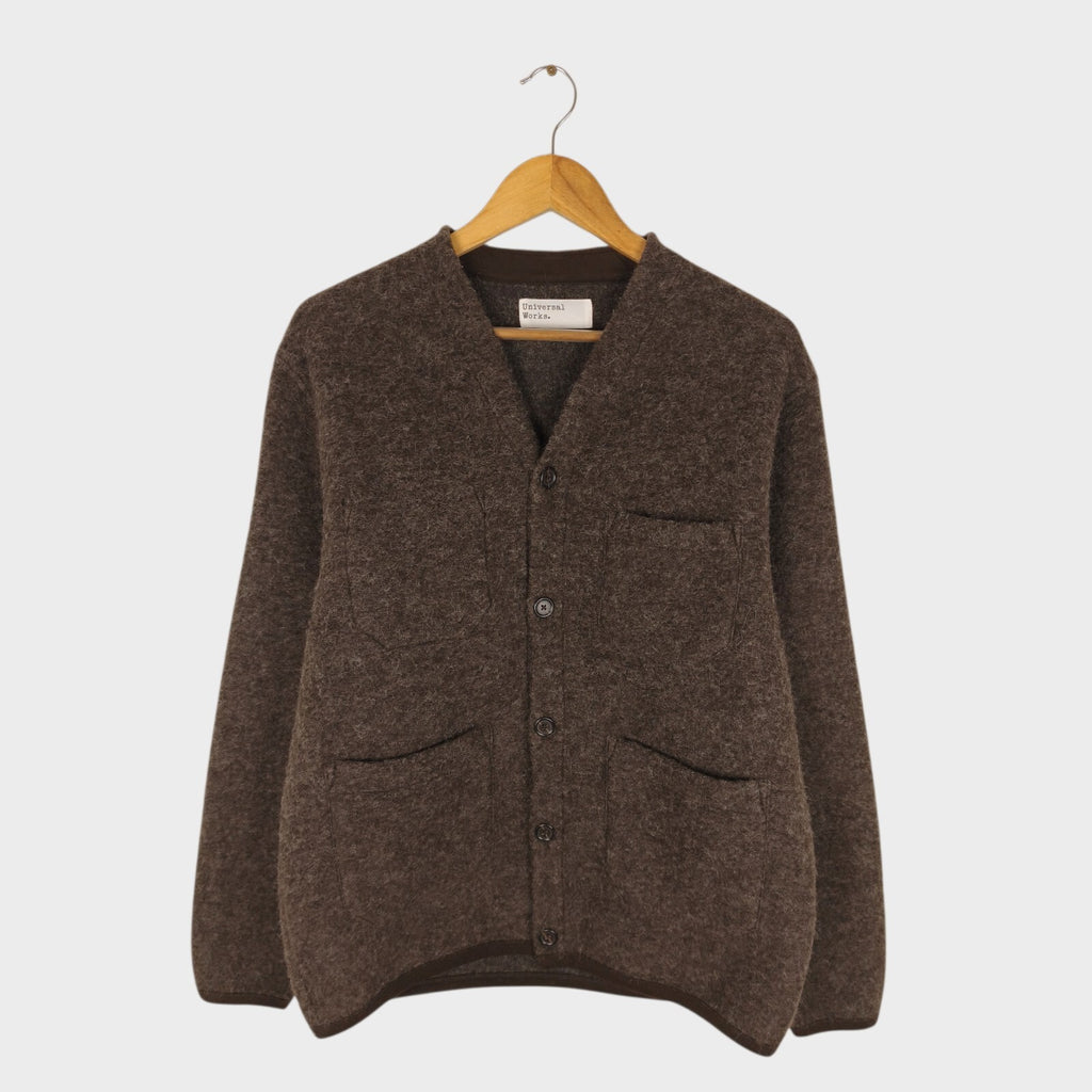 UNIVERSAL WORKS Men's Brown Wool Fleece Cardigan