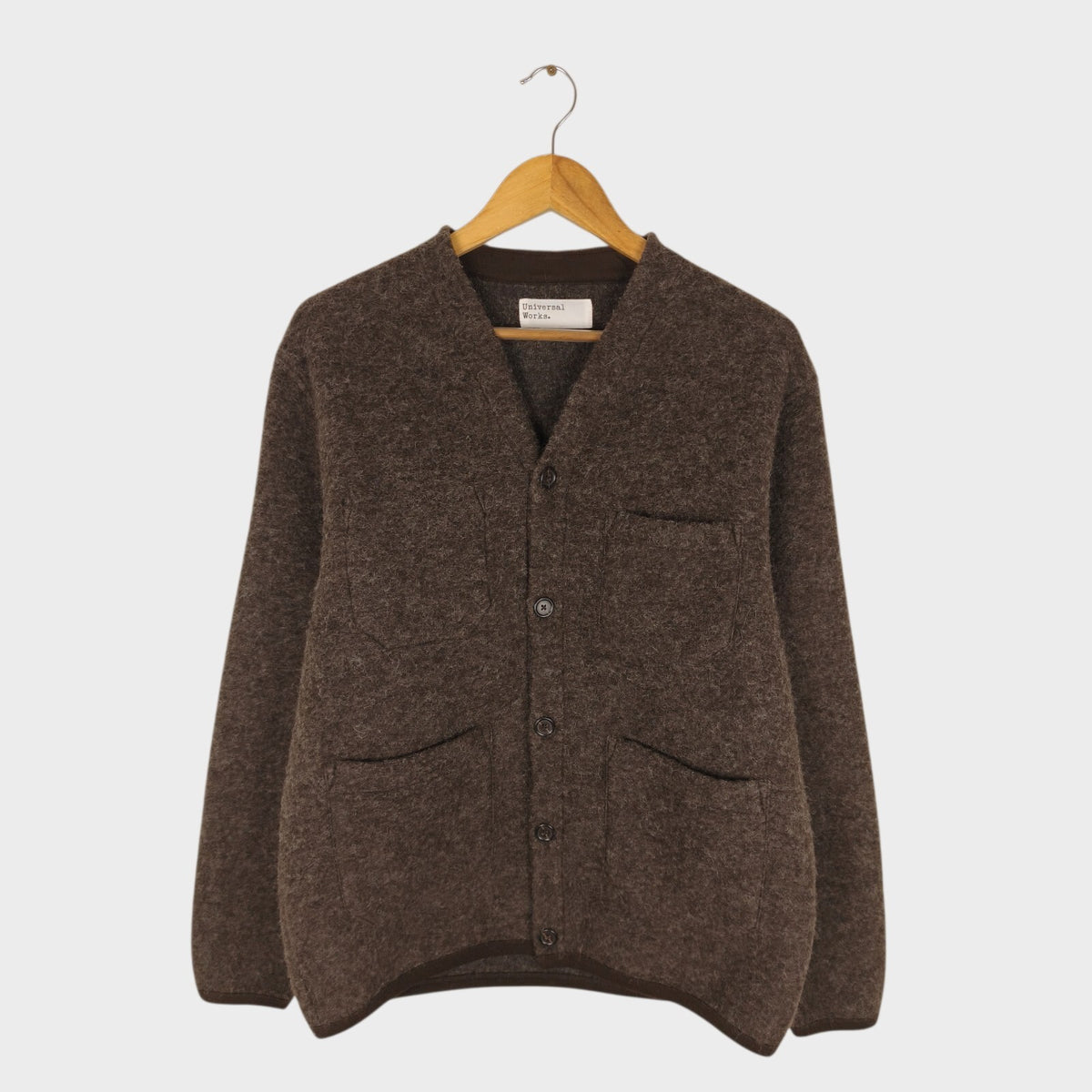 UNIVERSAL WORKS Men's Brown Wool Fleece Cardigan