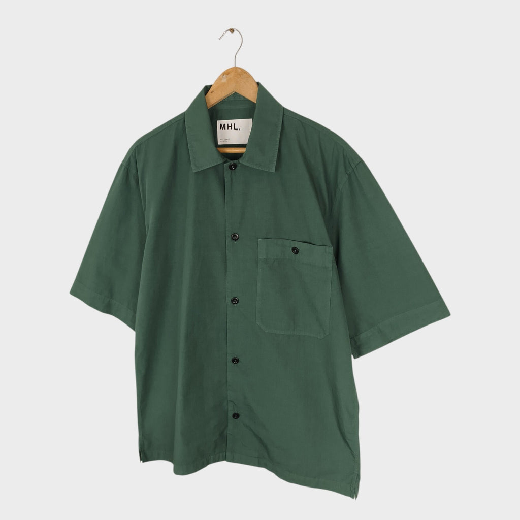 MHL MARGARET HOWELL Men's Green Relaxed Fit Short Sleeved Shirt