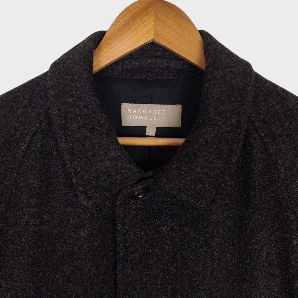 MARGARET HOWELL Men's Dark Grey 100% Wool Raglan Coat