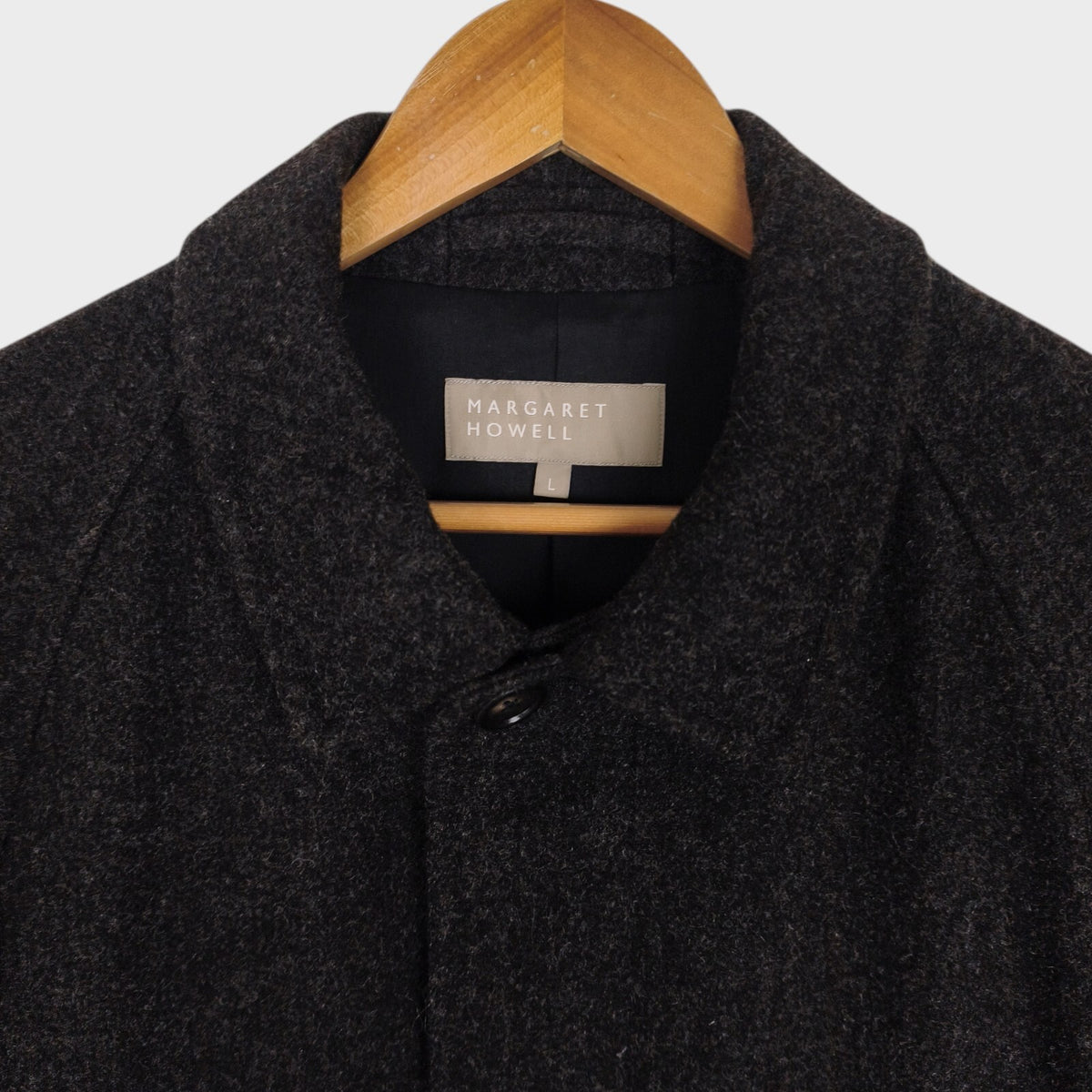 MARGARET HOWELL Men's Dark Grey 100% Wool Raglan Coat