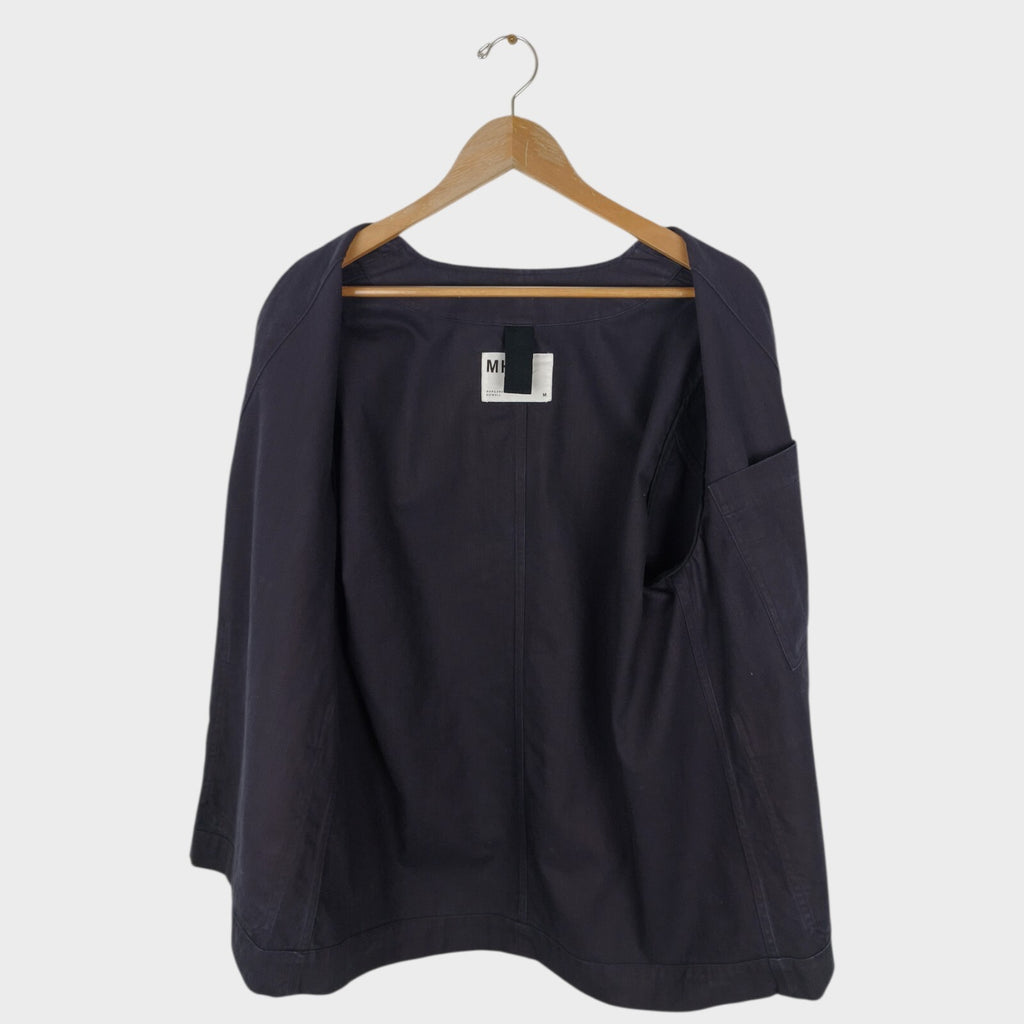 MHL MARGARET HOWELL Men's Dark Navy Heavvyweight Cotton V-Neck Chore Jacket