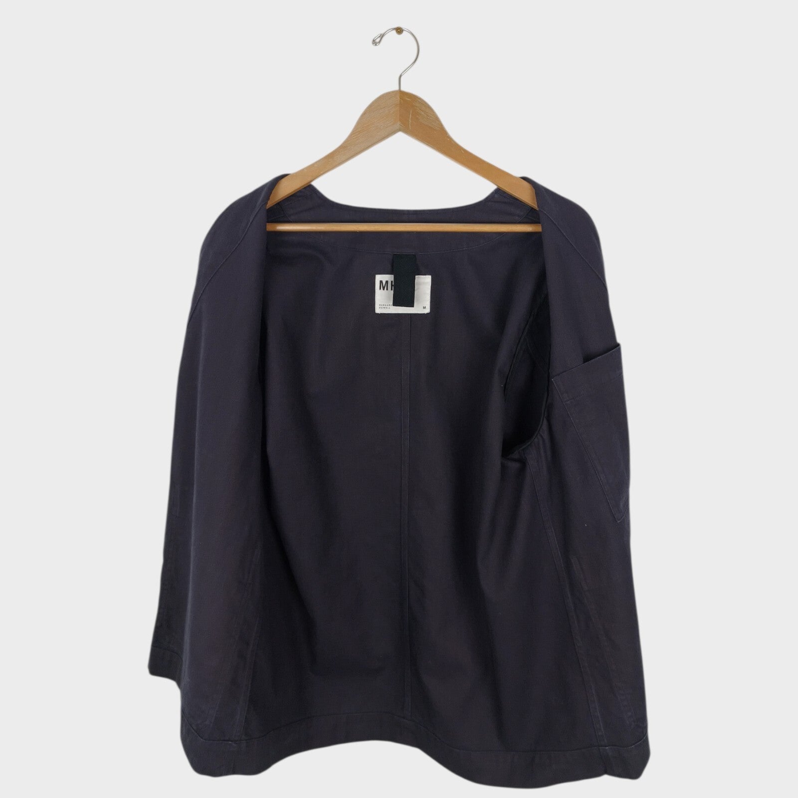 MHL MARGARET HOWELL Men's Dark Navy Heavvyweight Cotton V-Neck Chore Jacket
