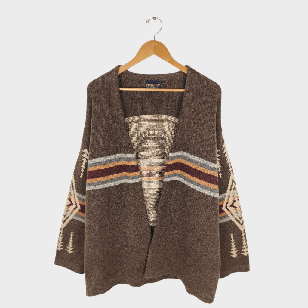 PENDLETON Men's Navajo Jacquard Wool Blend Open Cardigan