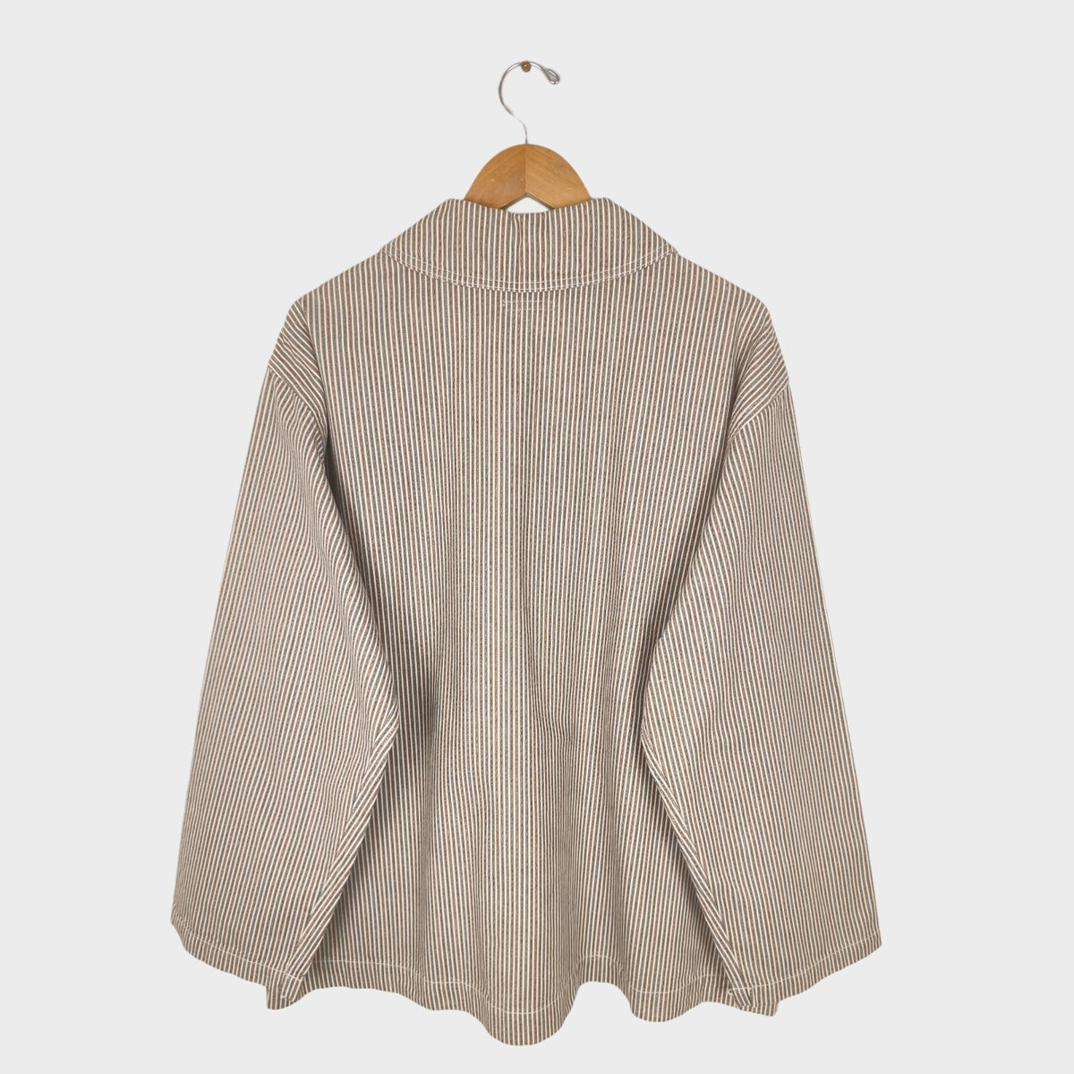 BEAMS PLUS Men's Hickory Striped Military Shawl Collar Jacket