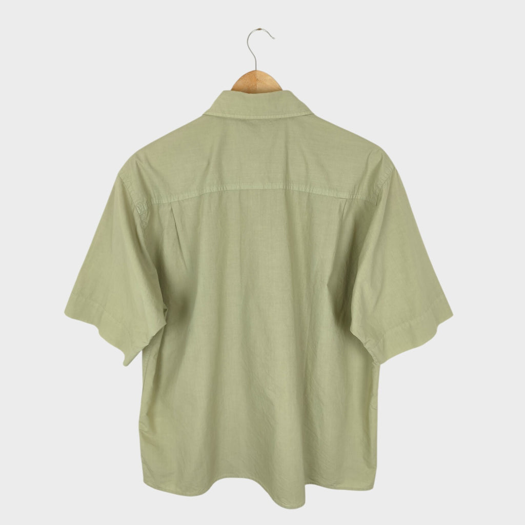 MHL MARGARET HOWELL Men's Pistachio Green Relaxed Fit Cotton Linen Shirt