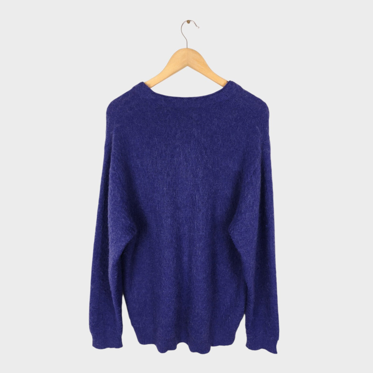 BEAMS Men's Purple Mohair Blend Shaggy Grunge Cardigan