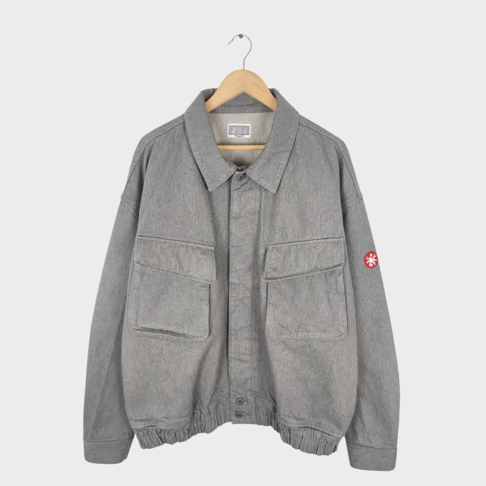 CAV EMPT Men's Made in Japan Grey Heavyweight Denim Community Bomber Jacket