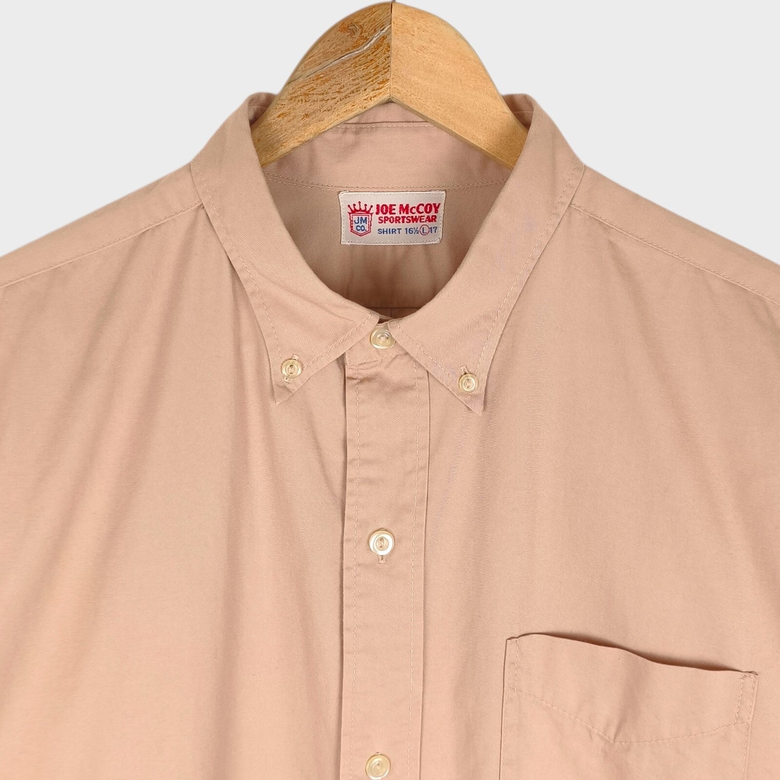 THE REAL MCCOY'S Men's Made in Japan Pink Beige Short Sleeved Shirt